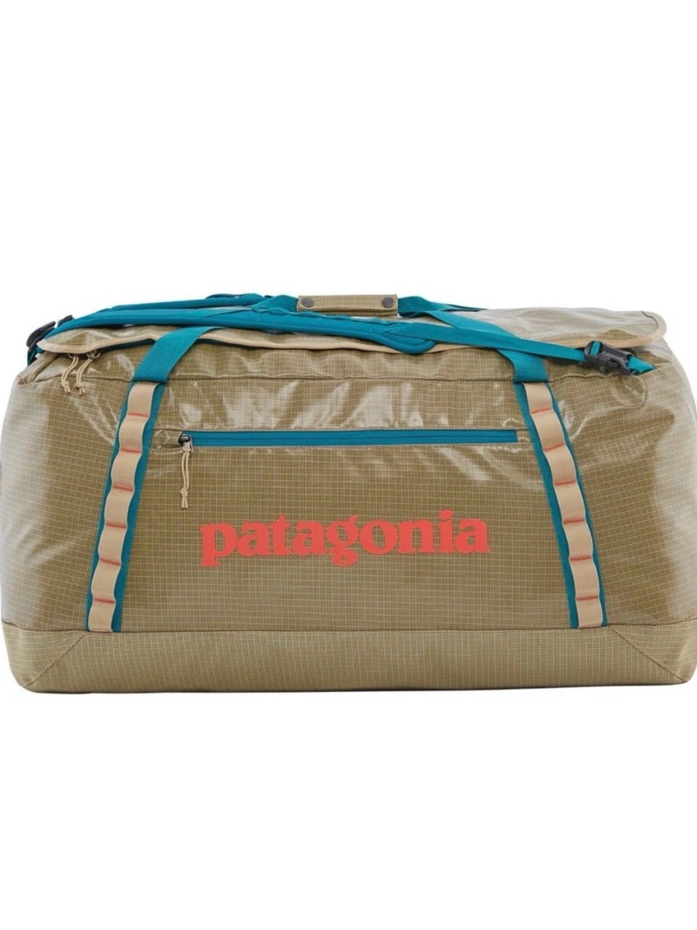 Patagonia Black Hole Duffel 40L with Backpack Straps, Tinamou Tan, Teal, Coral
